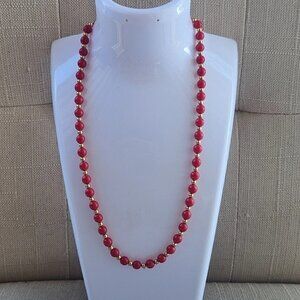 Monet Red Beads Necklace Fashion Jewelry Christmas Holidays Season Necklace